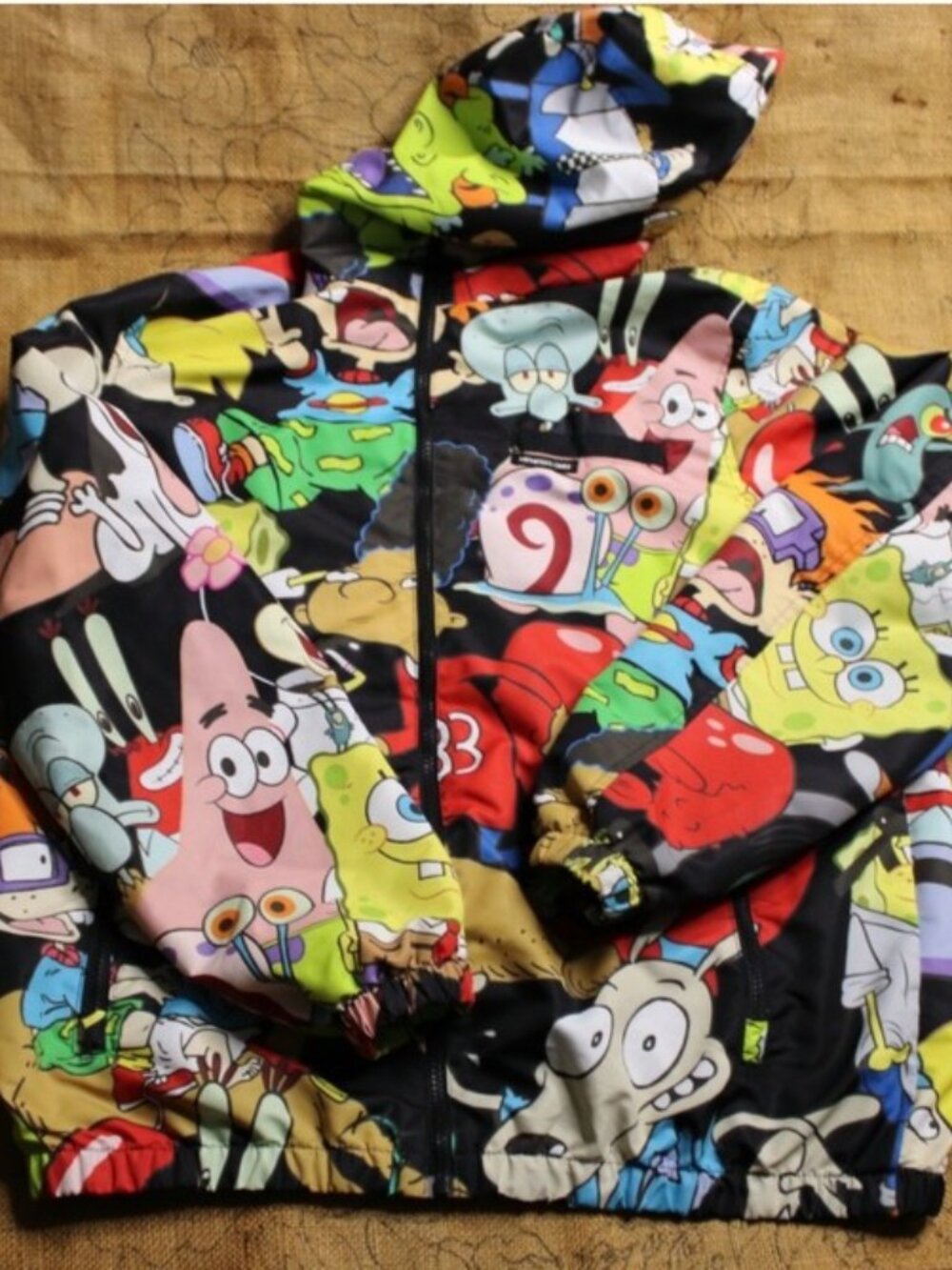 Members Only X Nickelodeon Y2K RugratxSpongebobo Collab Jacket Black SZ Med NWOT